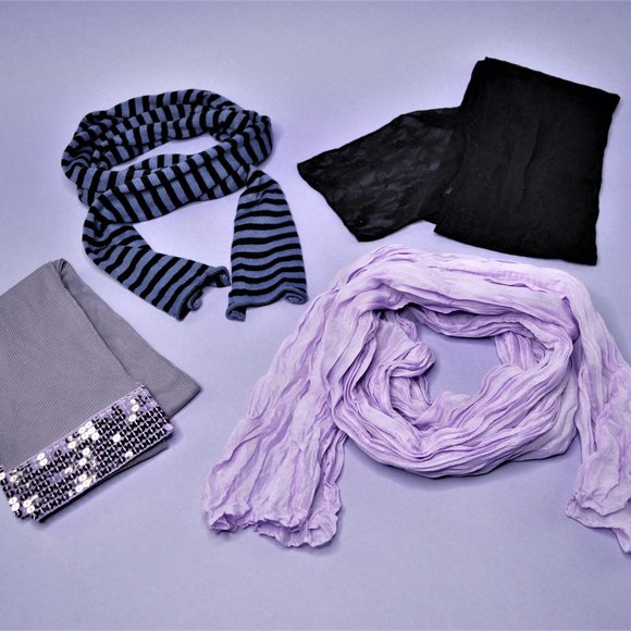 Fun Purple & Black Scarf Bundle! - Picture 1 of 14